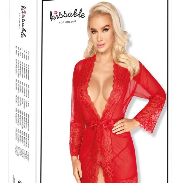 KIMONO EN DENTELLE ROUGE